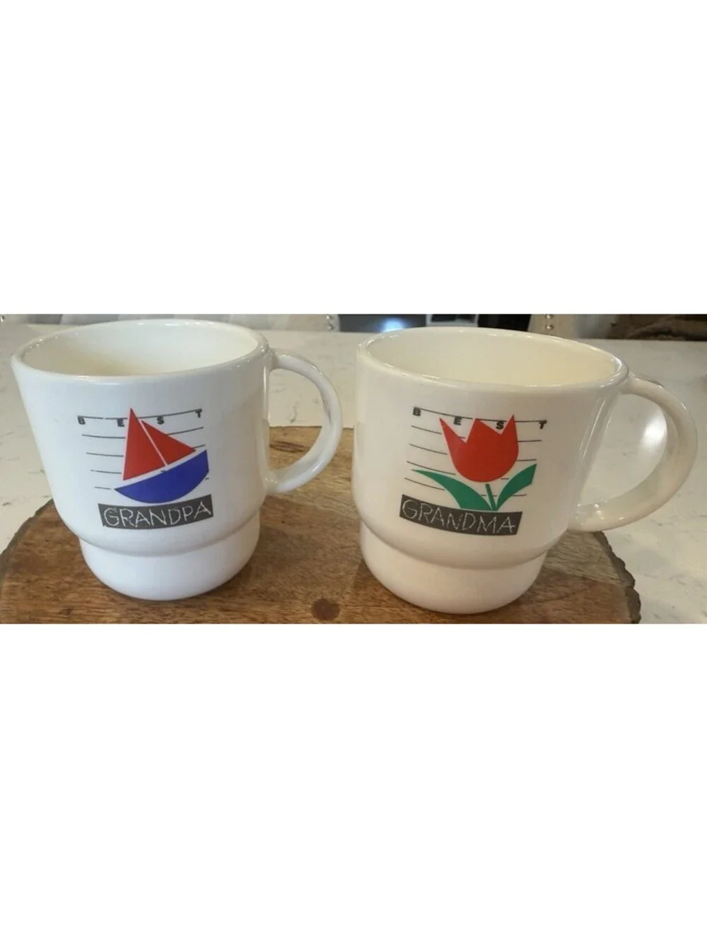 Vintage Tupperware Best Grandma Best Grandpa Plastic Coffee Cups Mugs 3